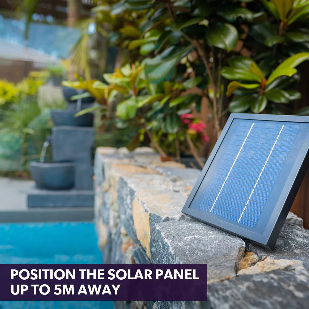 PROTEGE Solar Fountain Water Feature Outdoor 4 Bowl with LED Lights - Charcoal - Mekamart Australia
