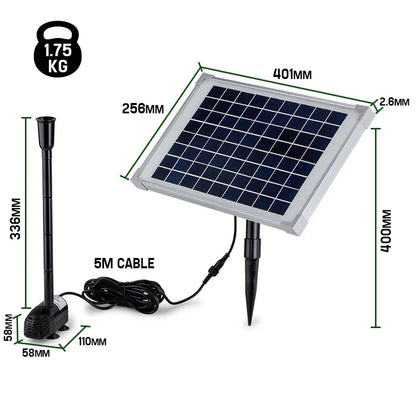 Protege 50W Solar Powered Fountain Submersible Water Pump Pond Kit Power Garden Panel - Mekamart Australia