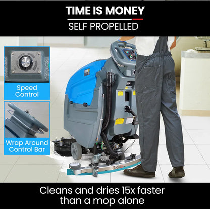 Auch FSP26 Self-Propelled Floor Scrubber & Dryer, 720mm, Battery Powered, Walk Behind, Multi-purpose Commercial Grade Machine - Mekamart Australia