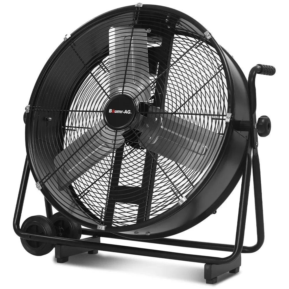 BAUMR-AG 24" 610mm 260W Industrial Mobile Floor Drum Fan, Tilting, Large, Commercial, Heavy-duty Frame, EESS Certified - Mekamart Australia