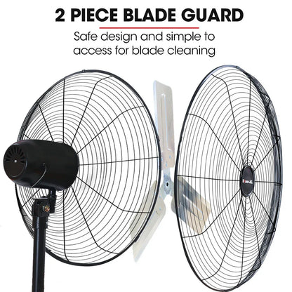 BAUMR-AG 30" 762mm 300W Industrial Pedestal Fan, Large, Commercial, Heavy-duty, 3 Speed, EESS Certified - Mekamart Australia