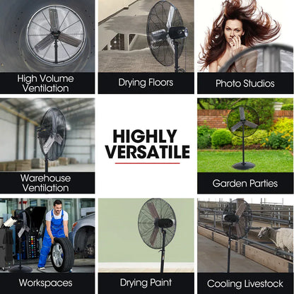 BAUMR-AG 30" 762mm 300W Industrial Pedestal Fan, Large, Commercial, Heavy-duty, 3 Speed, EESS Certified - Mekamart Australia