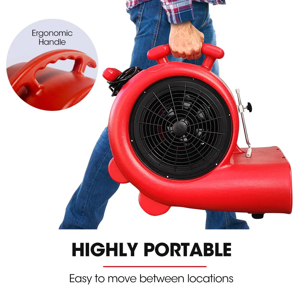 Baumr-AG 3-Speed Carpet Dryer Air Mover Blower Fan, 1300CFM, Sealed Copper Motor, Poly Housing - Mekamart Australia