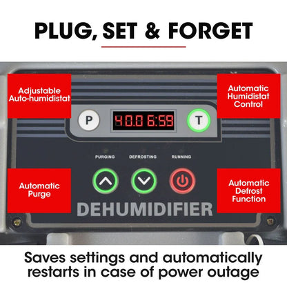 Baumr-AG 50L/day Commercial Air Dehumidifier for Mould, Portable, Stackable, LCD Display, Wheels - Mekamart Australia