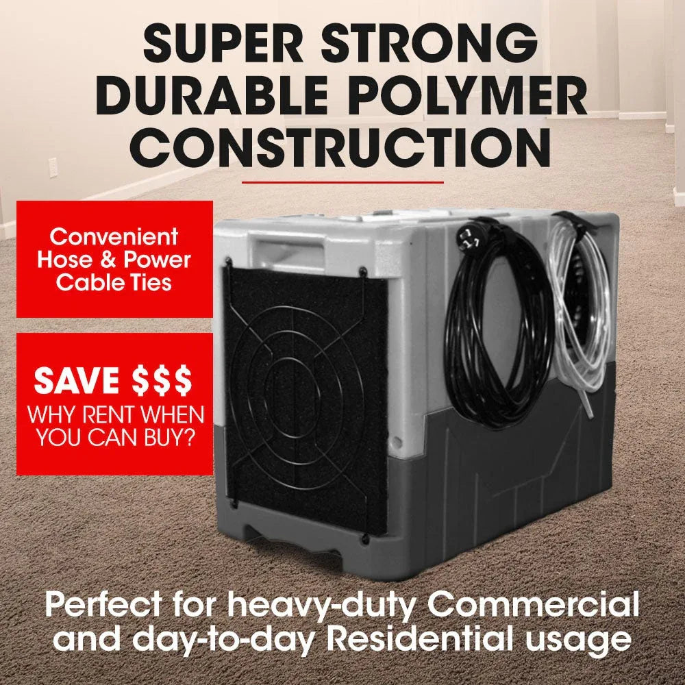 Baumr-AG 50L/day Commercial Air Dehumidifier for Mould, Portable, Stackable, LCD Display, Wheels - Mekamart Australia