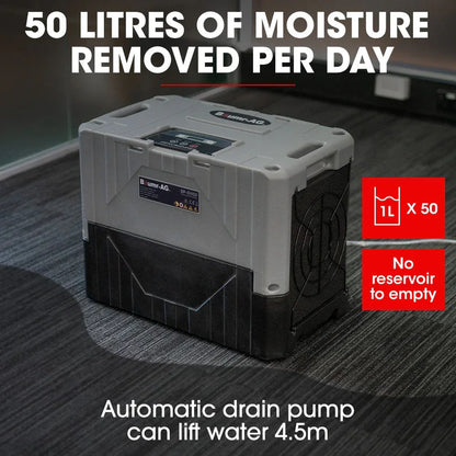 Baumr-AG 50L/day Commercial Air Dehumidifier for Mould, Portable, Stackable, LCD Display, Wheels - Mekamart Australia