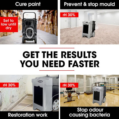 Baumr-AG 90L/day Commercial Air Dehumidifier for Mould, Portable, Stackable, LCD Display, Wheels - Mekamart Australia