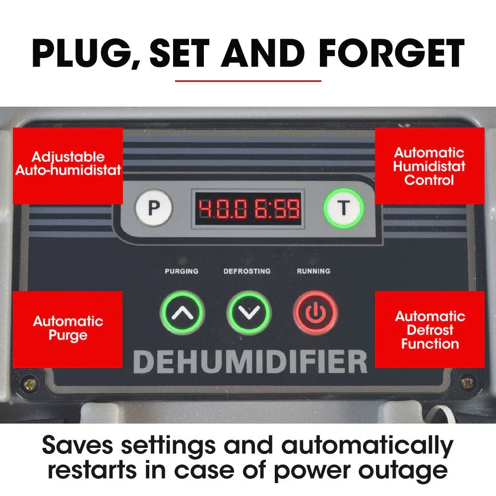 Baumr-AG 90L/day Commercial Air Dehumidifier for Mould, Portable, Stackable, LCD Display, Wheels - Mekamart Australia