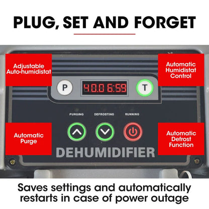 Baumr-AG 90L/day Commercial Air Dehumidifier for Mould, Portable, Stackable, LCD Display, Wheels - Mekamart Australia