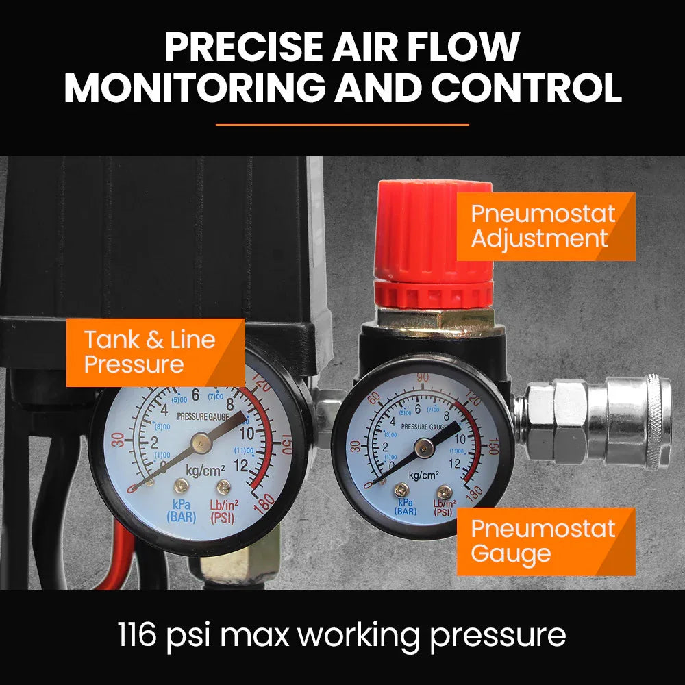 Unimac 70L 2.2kW Commercial Air Compressor, 280L/min 116PSI, Brushless Motor, Certified Tank, Long Service Life - Mekamart Australia