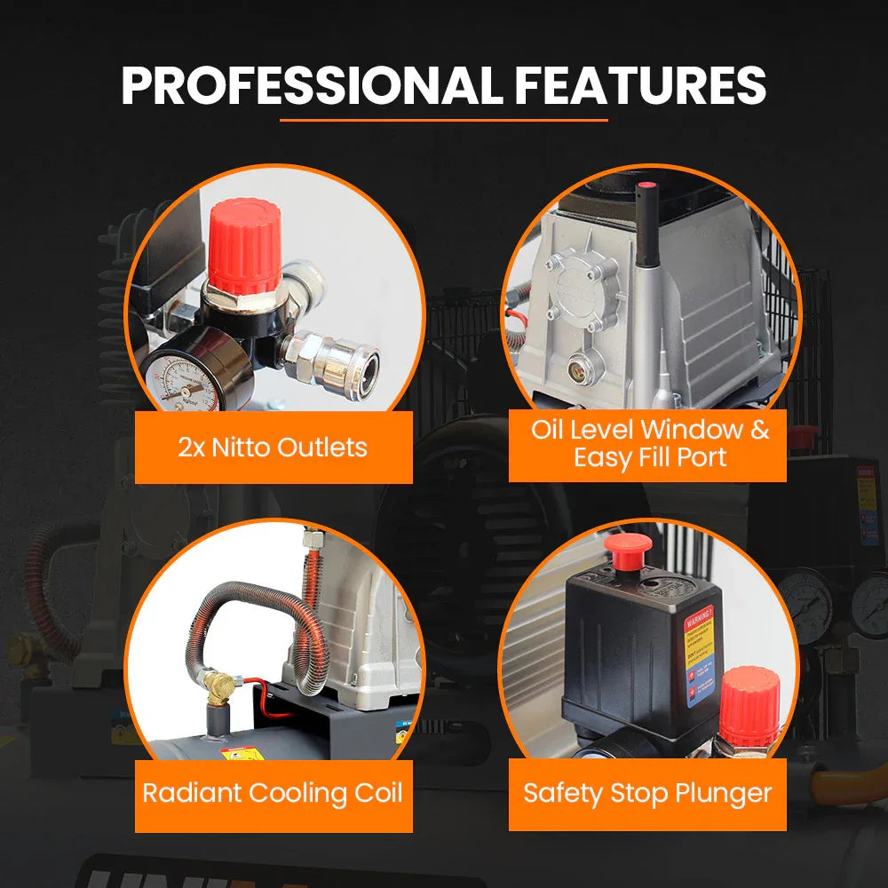 Unimac 100L 2.6kW Industrial Air Compressor, 370L/min 116PSI, Brushless Motor, Long Service Life, Certified Tank, 15A Plug - Mekamart Australia