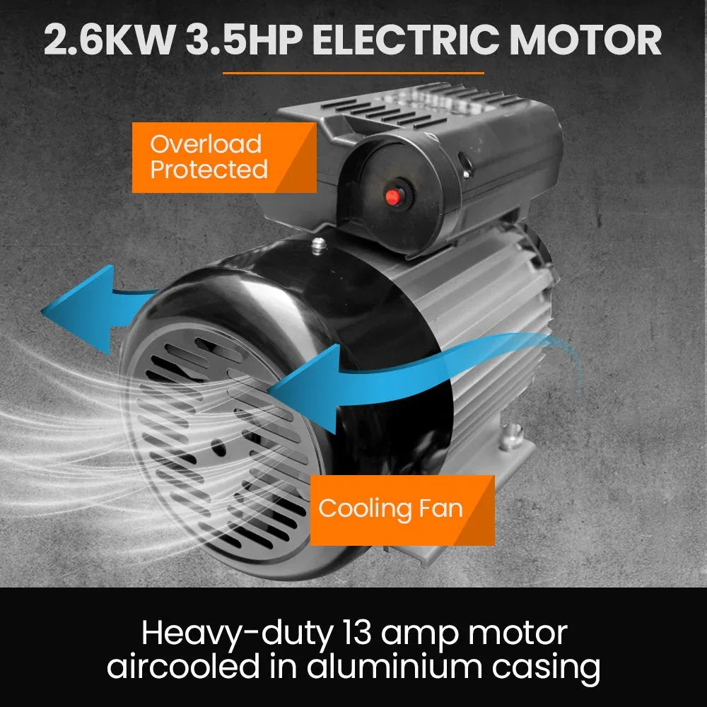 Unimac 100L 2.6kW Industrial Air Compressor, 370L/min 116PSI, Brushless Motor, Long Service Life, Certified Vertical Tank, 15A Plug - Mekamart Australia