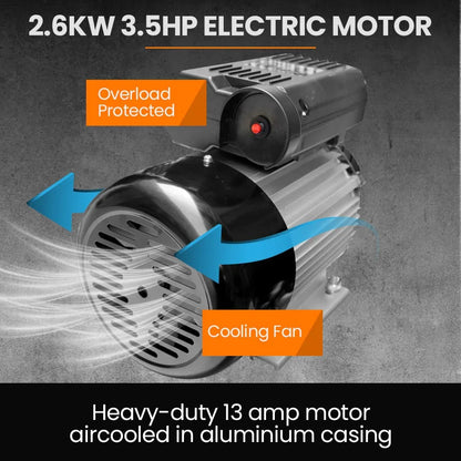 Unimac 100L 2.6kW Industrial Air Compressor, 370L/min 116PSI, Brushless Motor, Long Service Life, Certified Vertical Tank, 15A Plug - Mekamart Australia