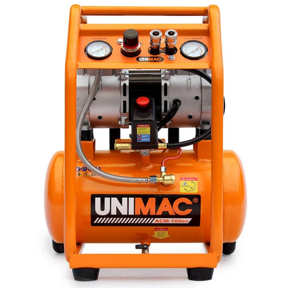 Unimac 16L Silent Oil-Free Electric Air Compressor, 116PSI Portable with Wheels and Handle, Twin Nitto Outlets for Airtools, Tyre Inflation - Mekamart Australia