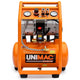Unimac 16L Silent Oil-Free Electric Air Compressor, 116PSI Portable with Wheels and Handle, Twin Nitto Outlets for Airtools, Tyre Inflation - Mekamart Australia