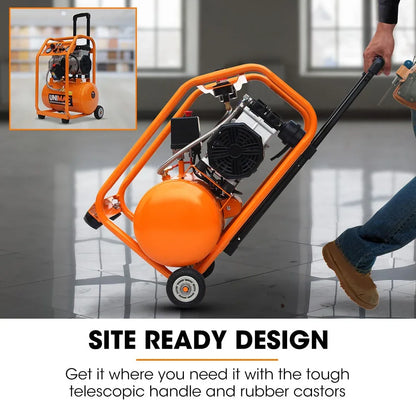 Unimac 16L Silent Oil-Free Electric Air Compressor, 116PSI Portable with Wheels and Handle, Twin Nitto Outlets for Airtools, Tyre Inflation - Mekamart Australia