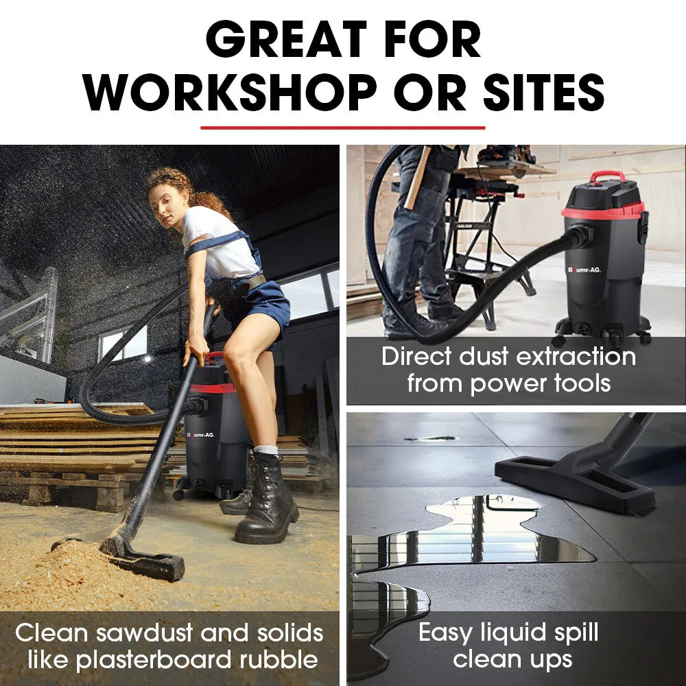 Baumr-AG 30L 1200W Wet and Dry Vacuum Cleaner, with Blower, for Car, Workshop, Carpet - Mekamart Australia