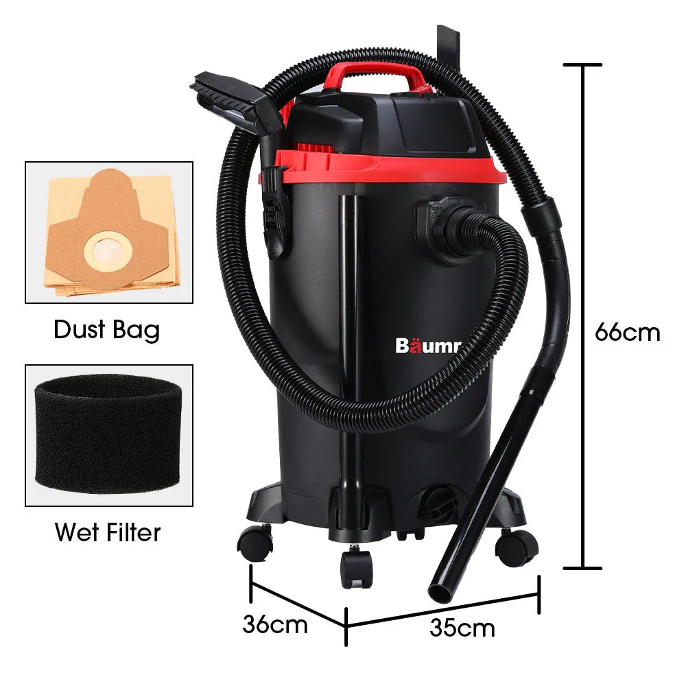 Baumr-AG 30L 1200W Wet and Dry Vacuum Cleaner, with Blower, for Car, Workshop, Carpet - Mekamart Australia