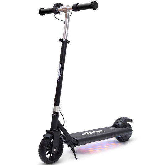 ALPHA Edge Electric Scooter Kids/Teens, 16km/h Max, Adjustable Height, UL Certified, AU Compliant, Dual Brakes, Bluetooth Music, LED, Black - Mekamart Australia