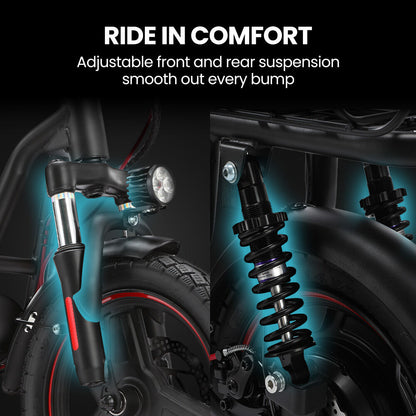 ALPHA Rover Electric Scooter with Seat, AU Compliant, 500W 48V 25km/h 30km Range, 14-inch Tyres, Motorised Commuter eScooter for Adults, Black