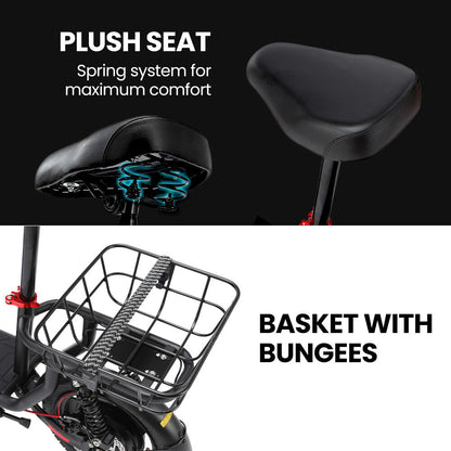 ALPHA Rover Electric Scooter with Seat, AU Compliant, 500W 48V 25km/h 30km Range, 14-inch Tyres, Motorised Commuter eScooter for Adults, Black