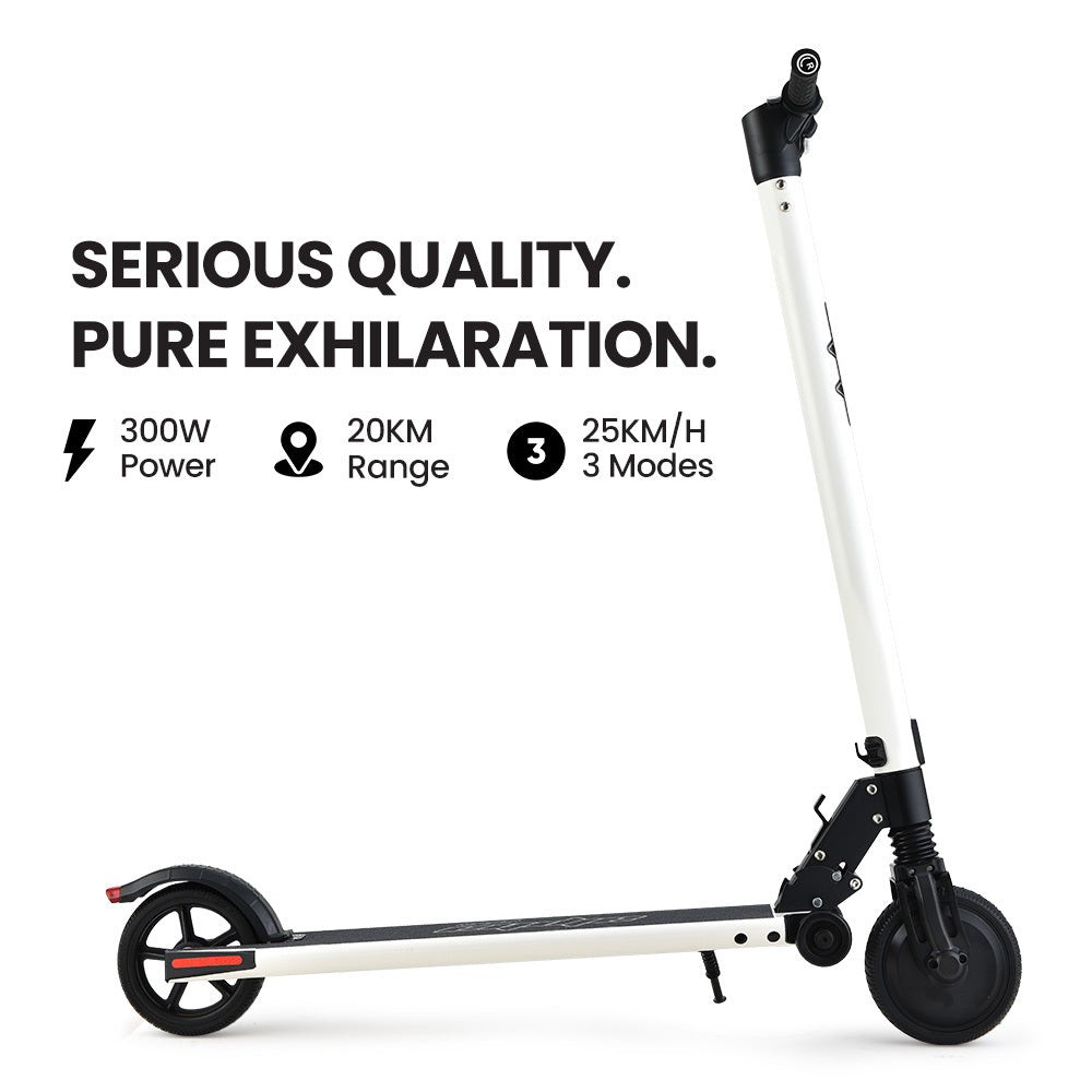 ALPHA Peak Electric Scooter, AU Compliant, 300W Power Up to 25km/h Adult Teens E-Scooter Easy Fold, White