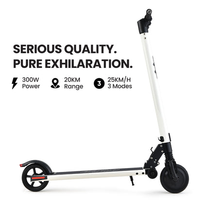 ALPHA Peak Electric Scooter, AU Compliant, 300W Power Up to 25km/h Adult Teens E-Scooter Easy Fold, White