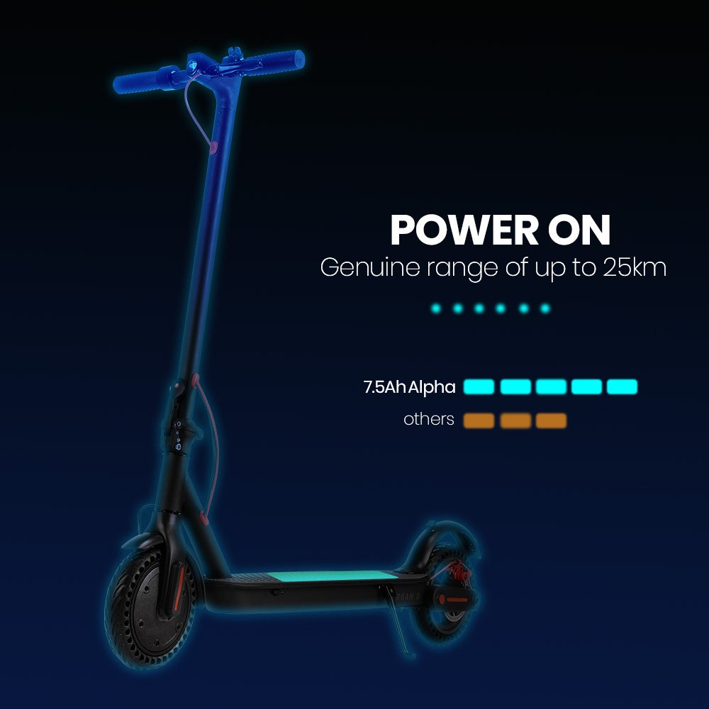 ALPHA Urban 8 Electric Scooter, AU Compliant, Suspension, 25km Range, 8.5-Inch Wheels, Brushless Motor, Motorised Commuter eScooter for Adults, Black