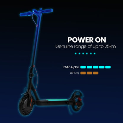 ALPHA Urban 8 Electric Scooter, AU Compliant, Suspension, 25km Range, 8.5-Inch Wheels, Brushless Motor, Motorised Commuter eScooter for Adults, Black