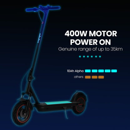 ALPHA Urban 10 Electric Scooter, AU Compliant, 35km/h, Suspension, 35km Range, 10-Inch Wheels, Brushless Motor, Free APP, Motorised Commuter eScooter for Adults, Grey