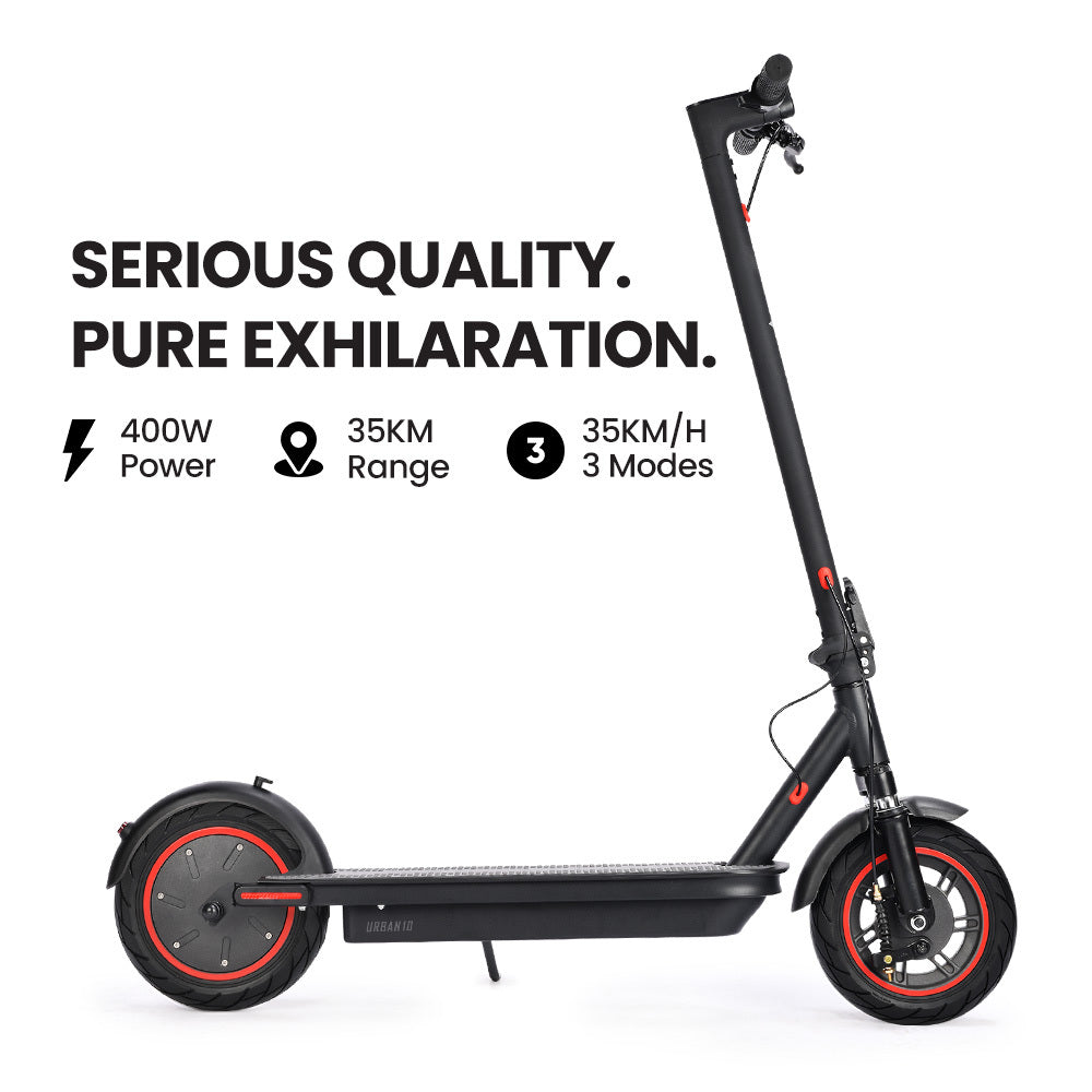 ALPHA Urban 10 Electric Scooter, AU Compliant, 35km/h, Suspension, 35km Range, 10-Inch Wheels, Brushless Motor, Free APP, Motorised Commuter eScooter for Adults, Black
