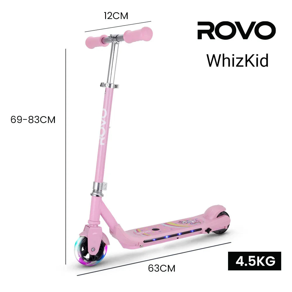 ROVO KIDS WhizKid Electric Scooter, Ages 5-11, Adjustable Height, AU Compliant, Lithium Battery, Brushless Motor, Pink - Mekamart Australia