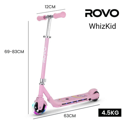 ROVO KIDS WhizKid Electric Scooter, Ages 5-11, Adjustable Height, AU Compliant, Lithium Battery, Brushless Motor, Pink - Mekamart Australia