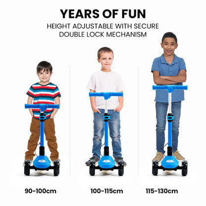 ROVO KIDS 3-Wheel Electric Scooter , Ages 3-8, Adjustable Height, AU Compliant, Lithium Battery, Blue