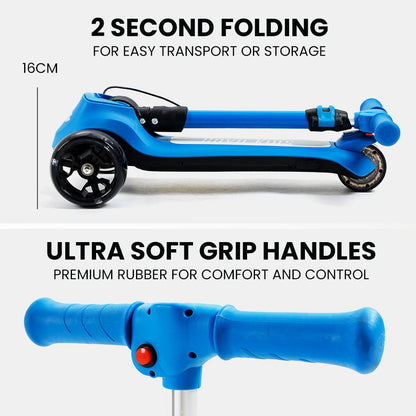 ROVO KIDS 3-Wheel Electric Scooter , Ages 3-8, Adjustable Height, AU Compliant, Lithium Battery, Blue
