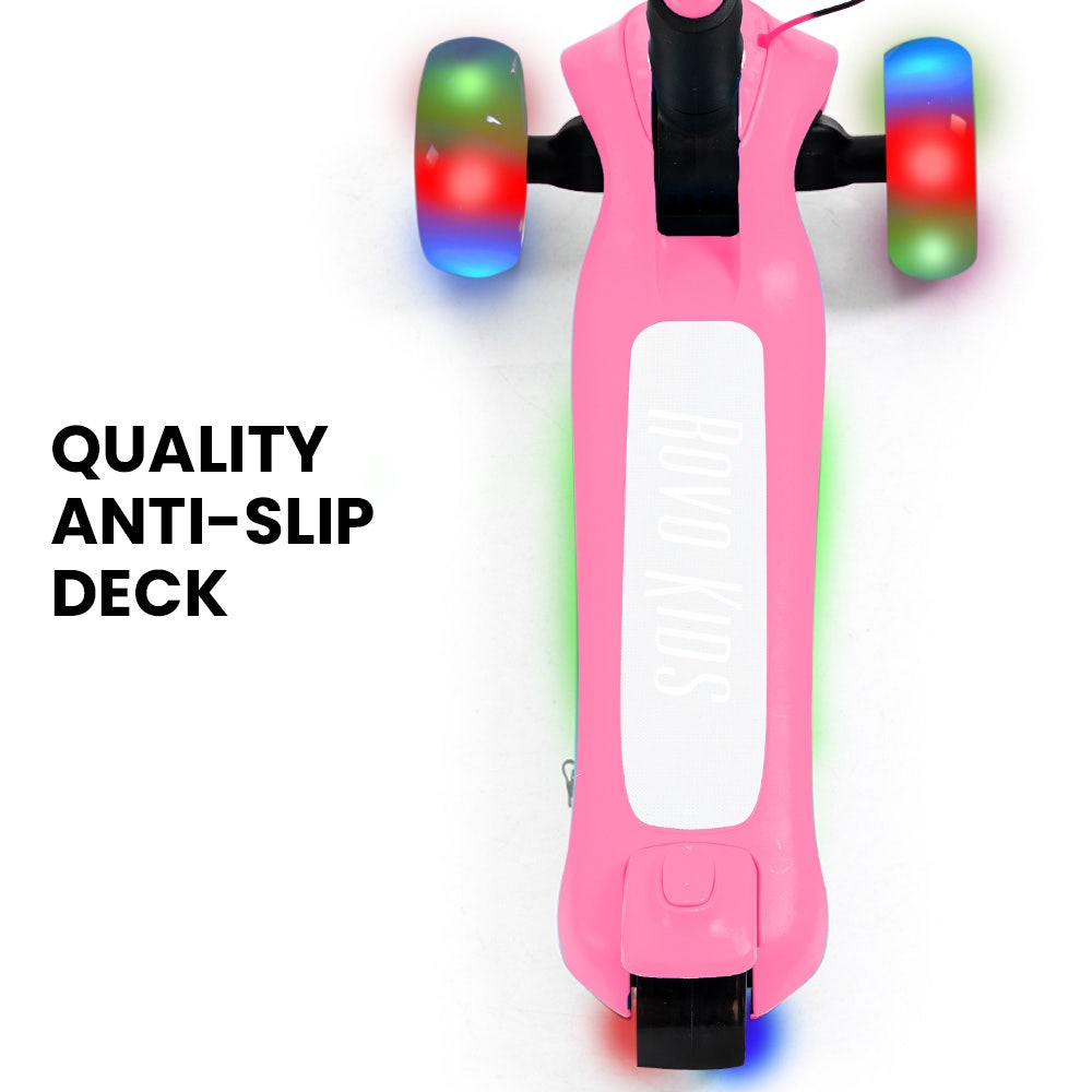 ROVO KIDS 3-Wheel Electric Scooter , Ages 3-8, Adjustable Height, AU Compliant, Lithium Battery, Pink
