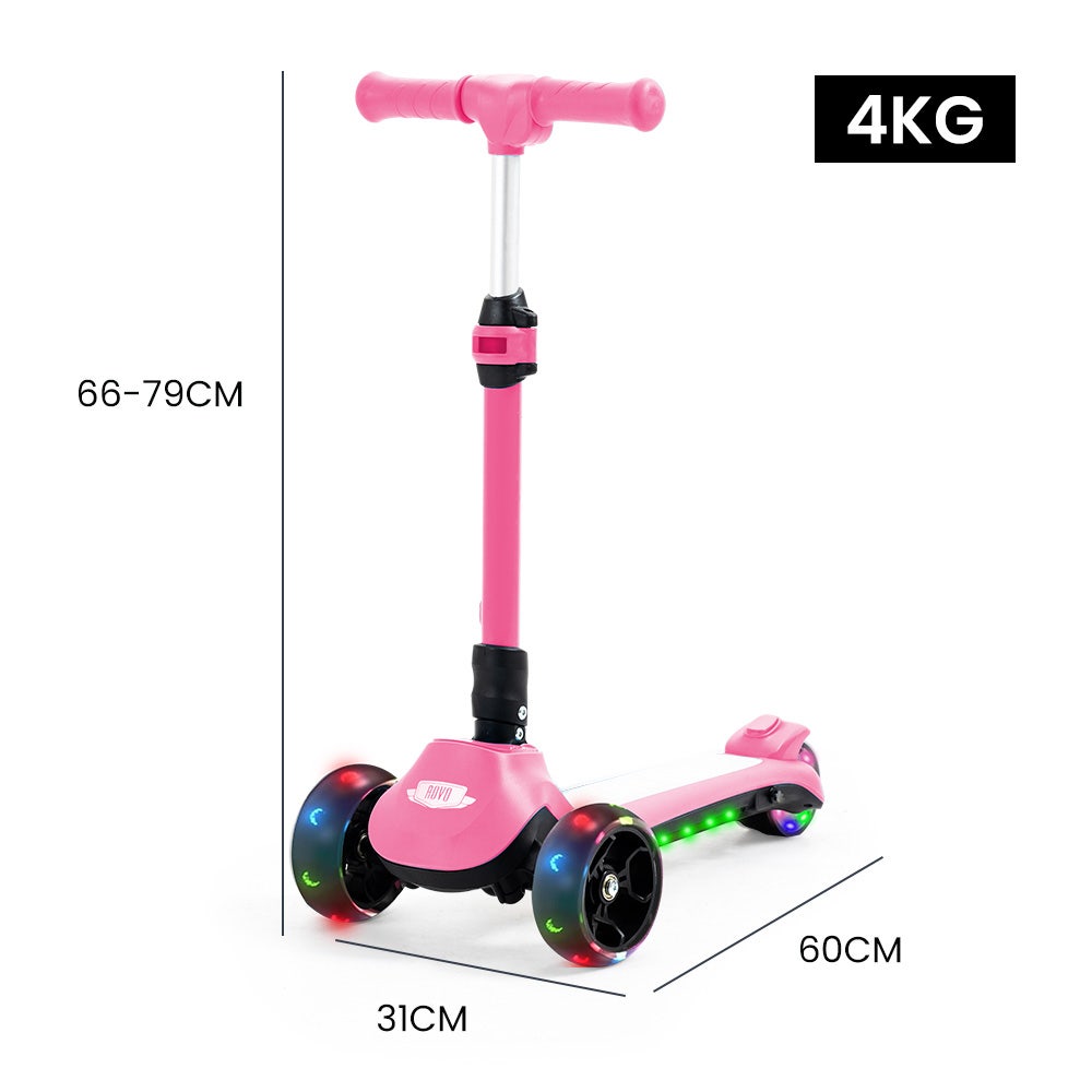 ROVO KIDS 3-Wheel Electric Scooter , Ages 3-8, Adjustable Height, AU Compliant, Lithium Battery, Pink