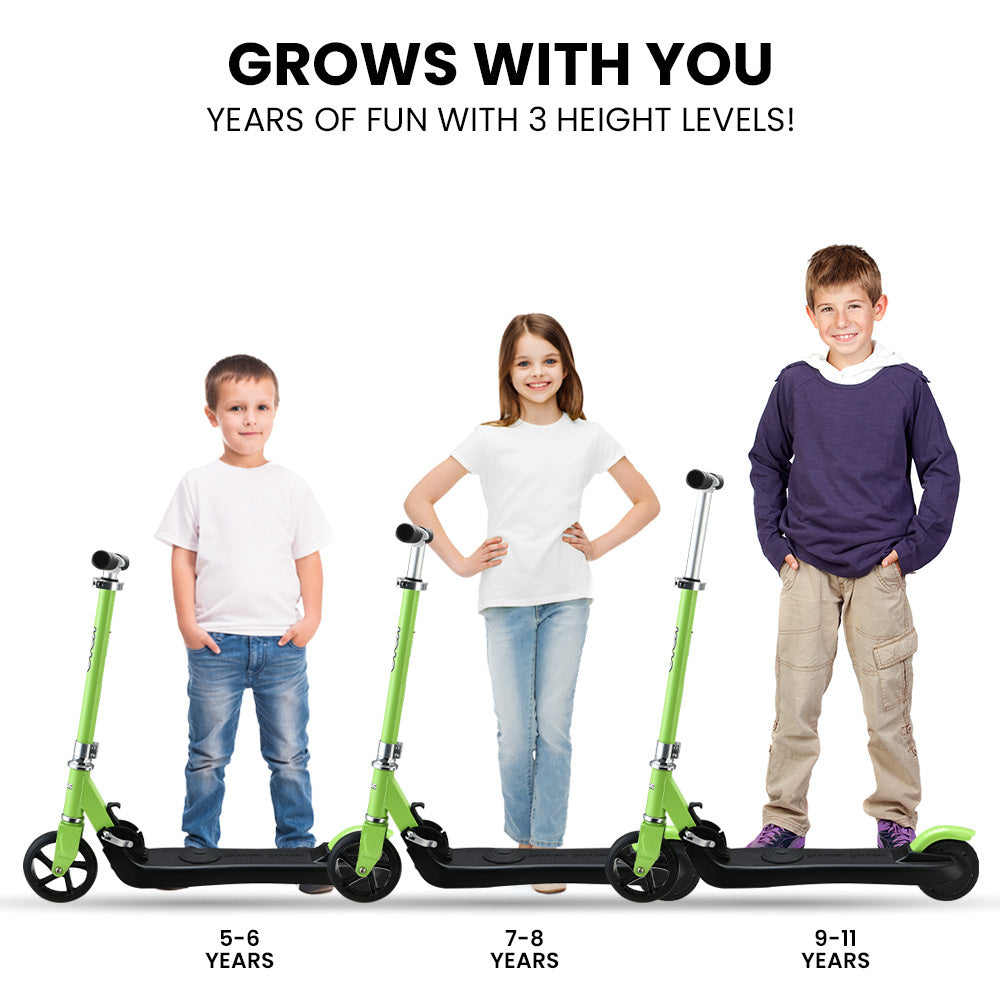 ROVO KIDS Electric Scooter, AU Compliant, Lithium Ride-On Foldable E-Scooter 125W Rechargeable, Green
