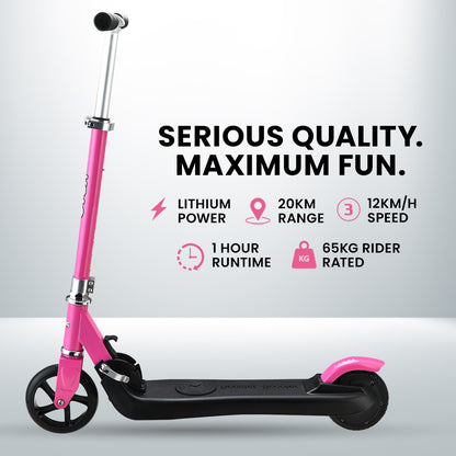 ROVO KIDS Electric Scooter, AU Compliant, Lithium Ride-On Foldable E-Scooter 125W Rechargeable, Pink