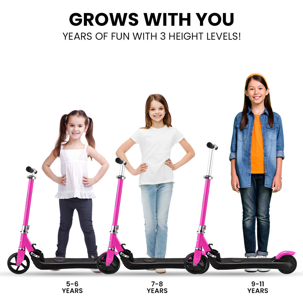 ROVO KIDS Electric Scooter, AU Compliant, Lithium Ride-On Foldable E-Scooter 125W Rechargeable, Pink