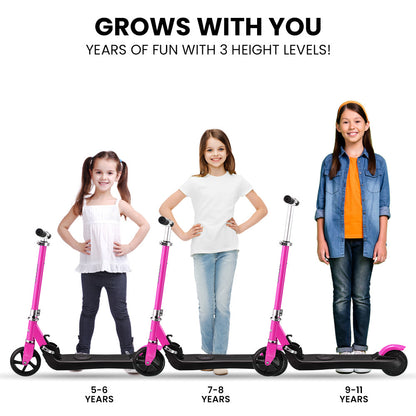 ROVO KIDS Electric Scooter, AU Compliant, Lithium Ride-On Foldable E-Scooter 125W Rechargeable, Pink