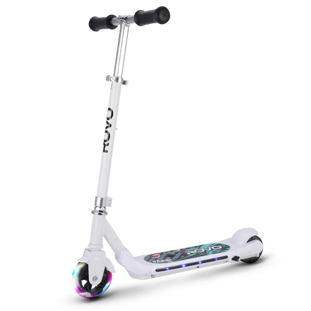 ROVO KIDS WhizKid Electric Scooter, Ages 5-11, Adjustable Height, AU Compliant, Lithium Battery, Brushless Motor, White - Mekamart Australia