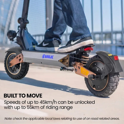 VALK Ego 8 Electric Scooter, 45km/h Max, AU Compliant, 48V 13Ah, Up to 55km Range, eScooter for Adults, Foldable, Off Road, Black/Bronze
