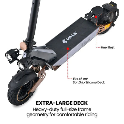 VALK Ego 8 Electric Scooter, 45km/h Max, AU Compliant, 48V 13Ah, Up to 55km Range, eScooter for Adults, Foldable, Off Road, Black/Bronze