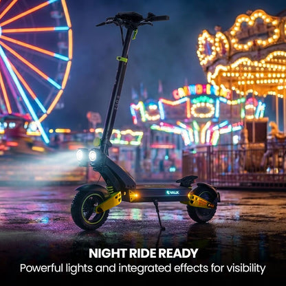 VALK Ego 8 Electric Scooter, 45km/h Max, AU Compliant, 48V 13Ah, Up to 55km Range, eScooter for Adults, Foldable, Off Road, Black/Green