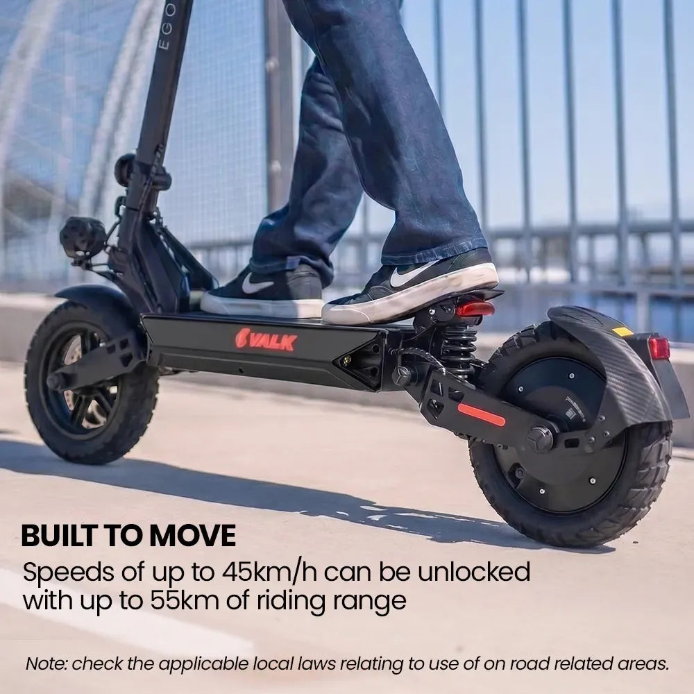 VALK Ego 8 Electric Scooter, 500W, AU Compliant, 48V 13Ah, 55km Max Range, eScooter for Adults, Foldable, Off Road, Black