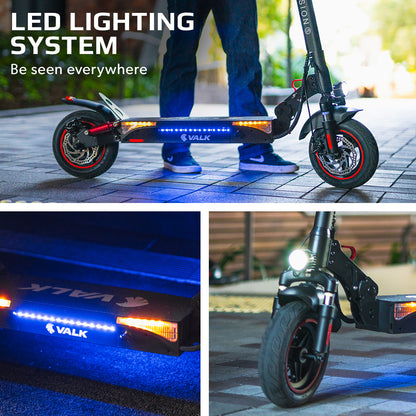 VALK Fusion 5 Electric Scooter, 500W, AU Compliant, 48V 13Ah Lithium, 50km Range, 40km/h, Quad Shocks, 10 inch Tyres