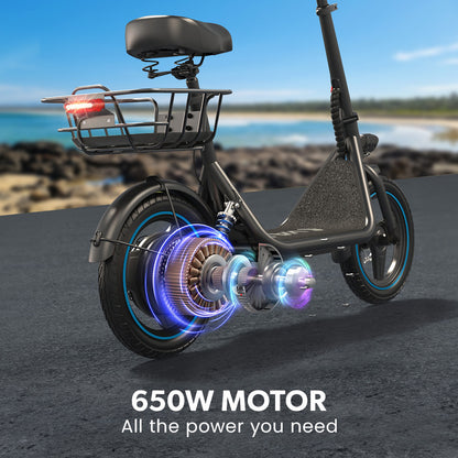 VALK Electric Scooter with Seat, 30km Range, AU Compliant, Disc brakes, 14" Tyres, for Adults, Teens, Commuter