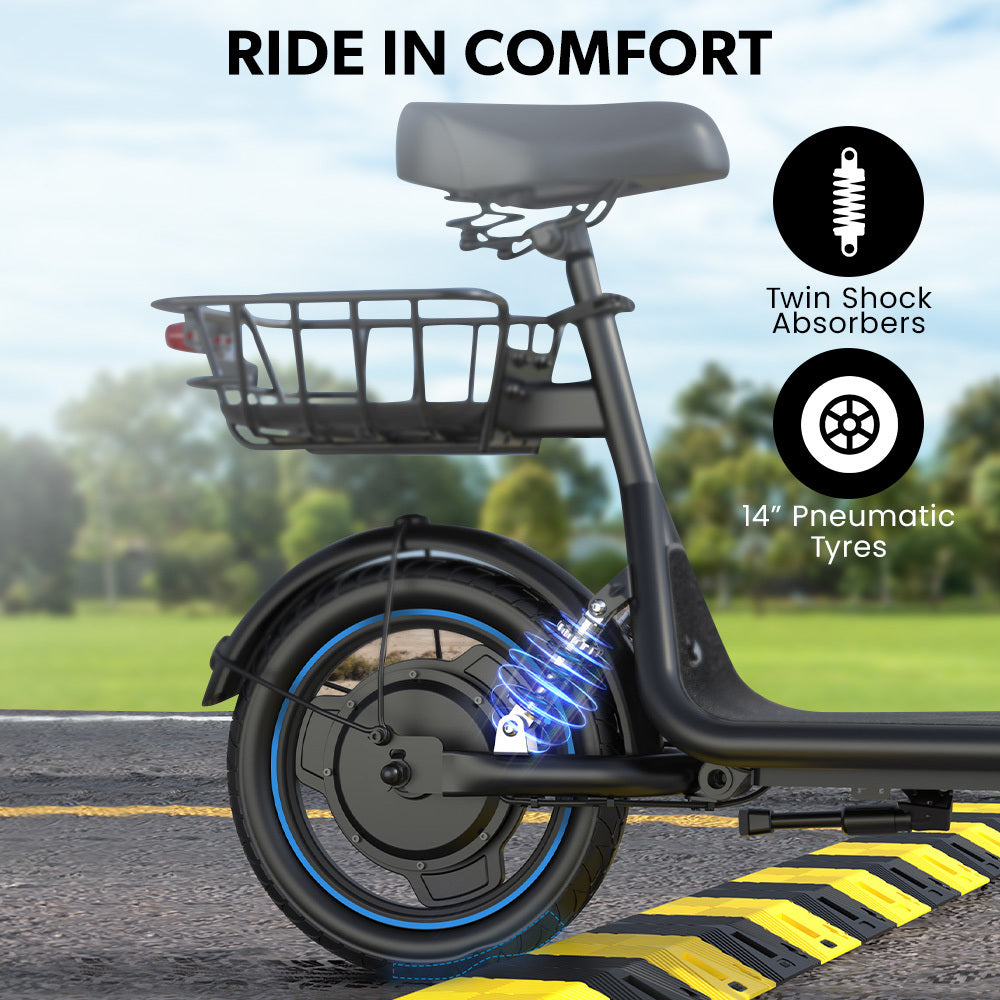 VALK Electric Scooter with Seat, 30km Range, AU Compliant, Disc brakes, 14" Tyres, for Adults, Teens, Commuter