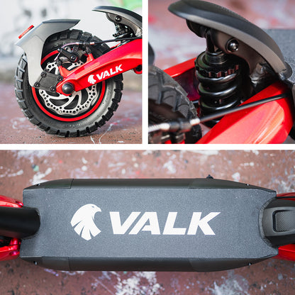 VALK Primal 9 Dual Motor Electric Scooter, 1600W, AU Compliant, for Extreme Hill Climbing, Black/Red